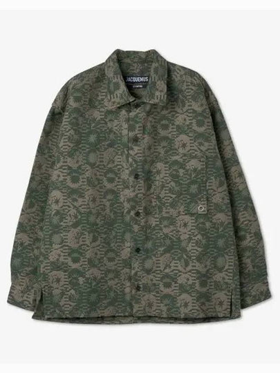 La SurchemiseTessido Jacquard Long Sleeve Shirt Green - JACQUEMUS - BALAAN 2