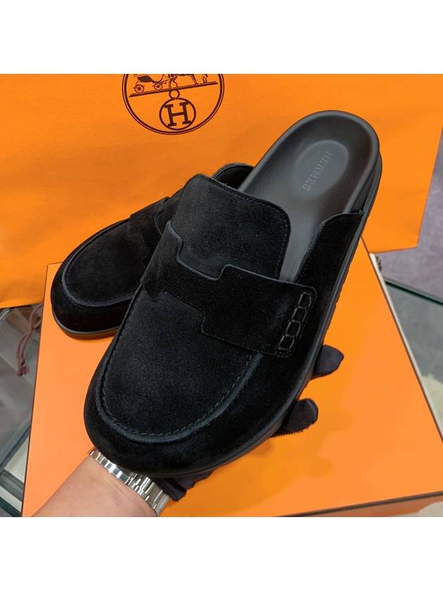 Men s Go Mule Suede Calfskin Black - HERMES - BALAAN 1