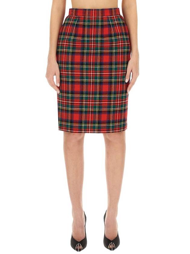 Tartan Motifwool Midi Skirt 763685 Y2H556363 B0010654442 - SAINT LAURENT - BALAAN 2