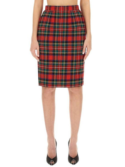 Tartan Motifwool Midi Skirt 763685 Y2H556363 B0010654442 - SAINT LAURENT - BALAAN 2