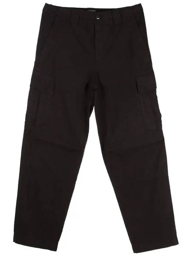 Lens Wappen Cotton Cargo Straight Pants Black - CP COMPANY - BALAAN.