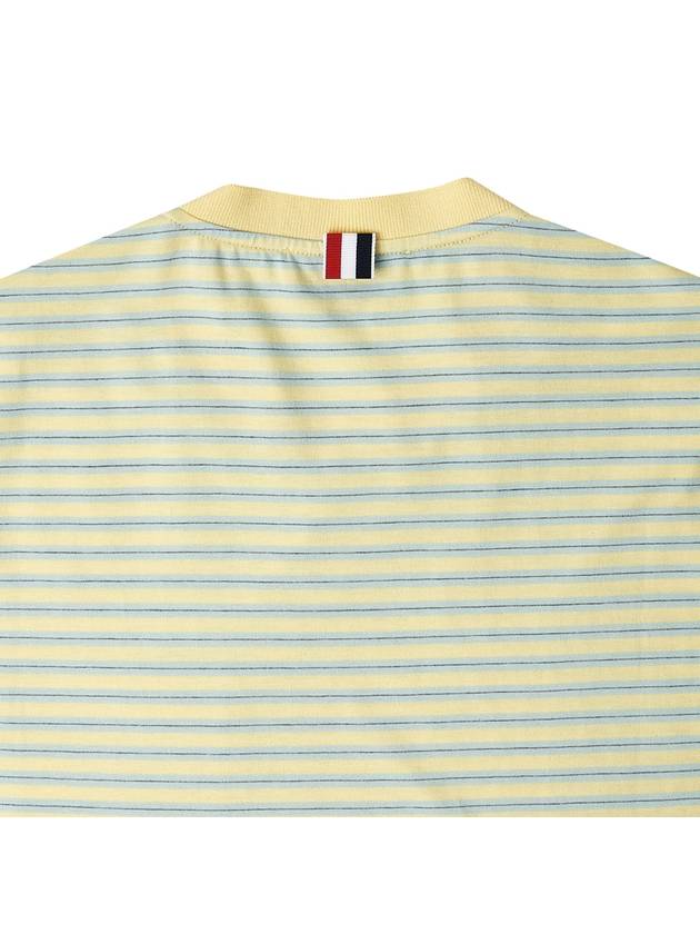 Striped Jersey Pocket Short Sleeve T-Shirt Green Yellow - THOM BROWNE - BALAAN 9