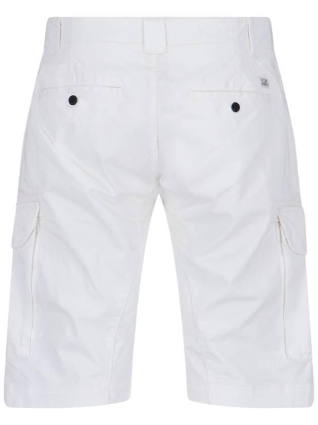 Stretch Satin Cargo Shorts White - CP COMPANY - BALAAN 3