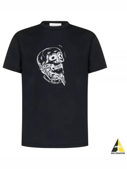 Skull Print Short Sleeve T-Shirt Black - ALEXANDER MCQUEEN - BALAAN 2