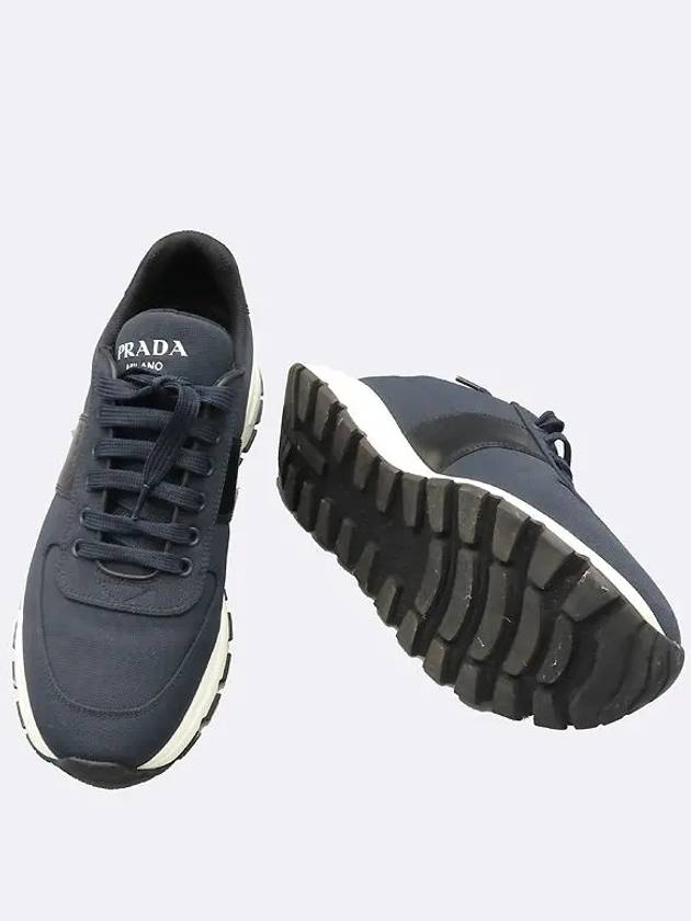 2EG350 Navy Color Re nylon Leather Logo Decorative Trim Men s Sneakers 265MM - PRADA - BALAAN 3