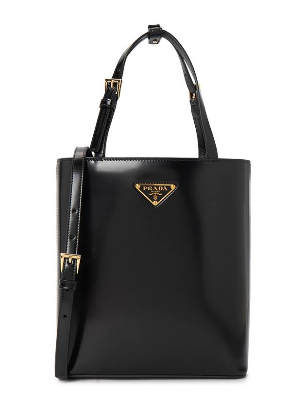 Brushed Leather Tote Bag Nero - PRADA - BALAAN 2