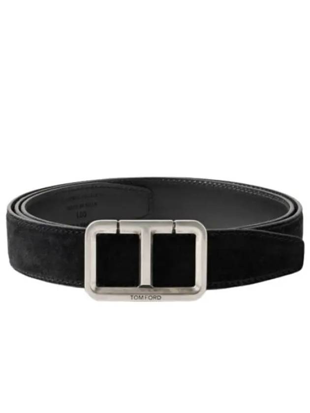 T-Buckle Suede Belt Black - TOM FORD - BALAAN 1