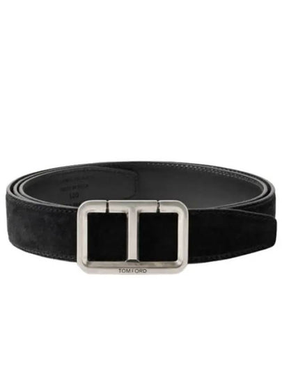 T-Buckle Suede Belt Black - TOM FORD - BALAAN 2