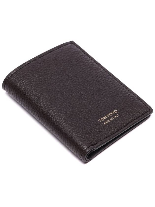 T Line Logo Fold Card Wallet Chocolate - TOM FORD - BALAAN 6