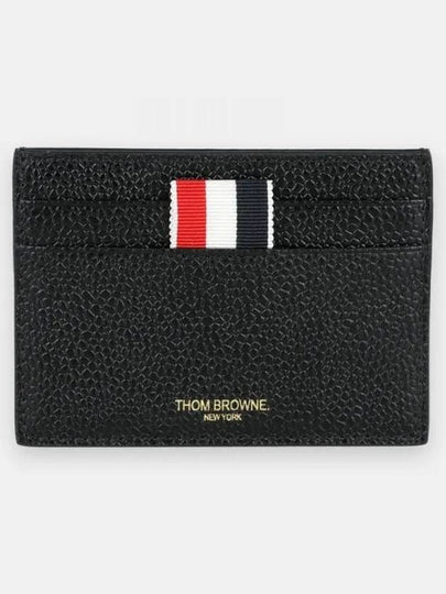 Debossed 4 Bar Pebble Grain Card Wallet Black - THOM BROWNE - BALAAN 2