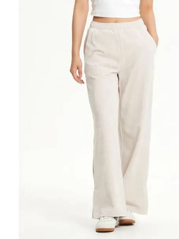 NBMLE4W922 WOMEN Velor ribbed wide pants CREAM - NEW BALANCE - BALAAN 1