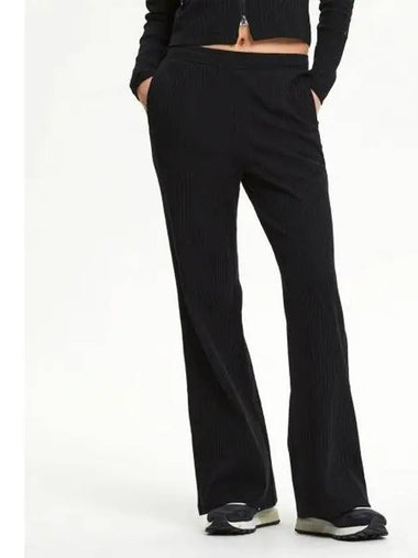 NBMLF2W312 WOMEN Soft ribbed wide pants BLACK - NEW BALANCE - BALAAN 1