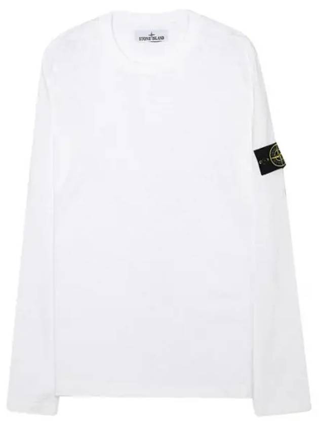 Logo Patch Crew Neck Cotton Nylon Knit Top White - STONE ISLAND - BALAAN 1