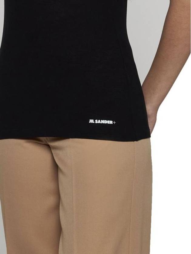 Logo Crew Neck Cotton Short Sleeve T-shirt Black - JIL SANDER - BALAAN 6