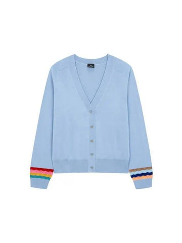 PS Women s Swirl Cuffs Wool Cardigan Light Blue - PAUL SMITH - BALAAN 1