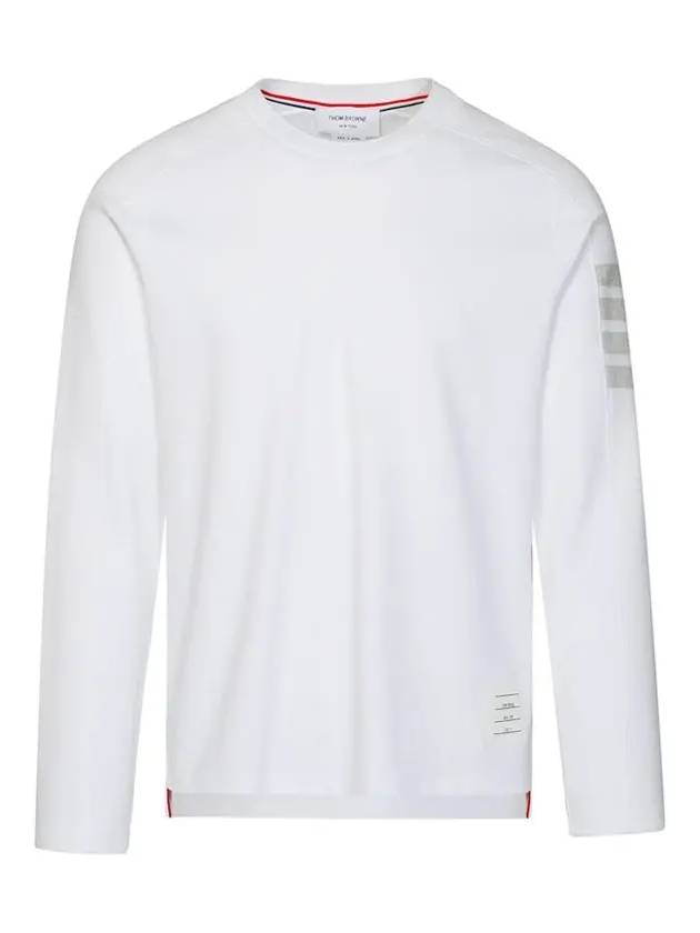 4-Bar Striped Cotton Long Sleeve T-Shirt White - THOM BROWNE - BALAAN 2