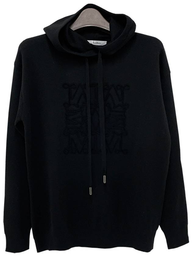 Embroidered Logo Drawstring Hoodie Black - MAX MARA - BALAAN 3