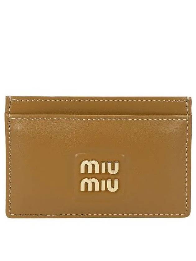 Logo Leather Card Wallet Caramel - MIU MIU - BALAAN 2