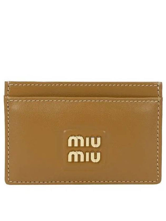 Logo Leather Card Wallet Caramel - MIU MIU - BALAAN 2