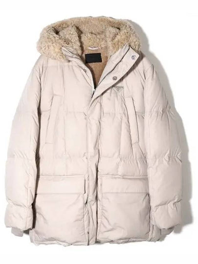 Triangle Logo Goose Down Padded Jacket Ivory - PRADA - BALAAN 2