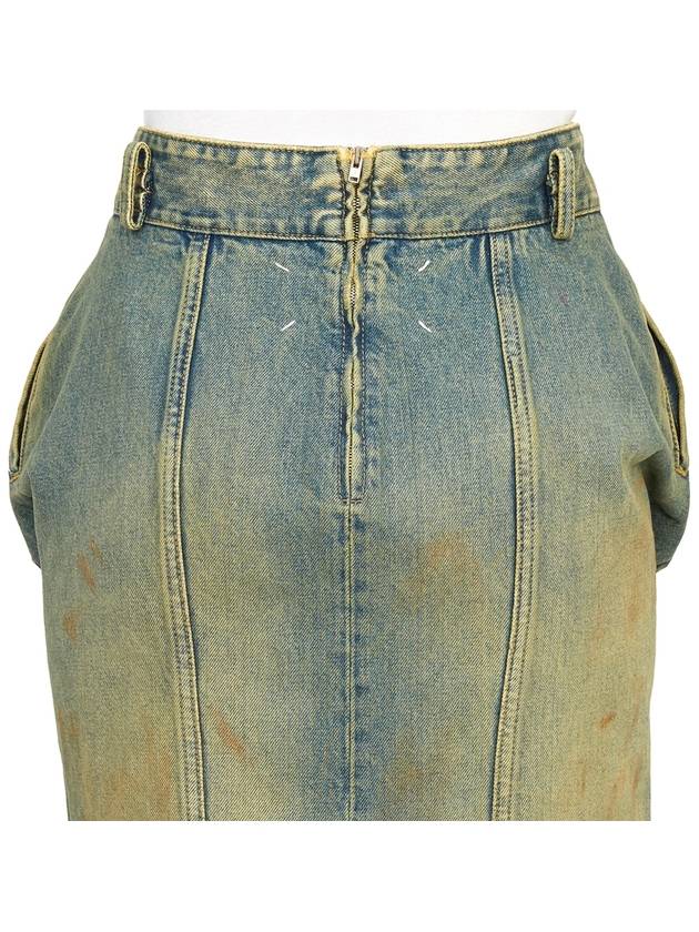 Denim Ruffle H-Line Skirt Dirty Wash - MAISON MARGIELA - BALAAN 10