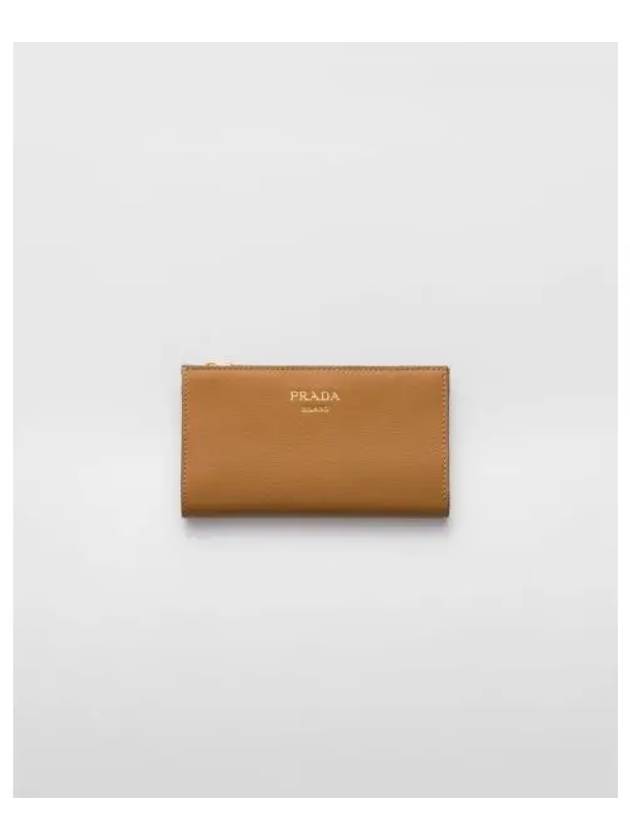 Logo Bifold Leather Long Wallet Camel - PRADA - BALAAN 2