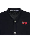 Men's Double Heart Waffen Wool Cardigan AZN058 BLACK - COMME DES GARCONS - BALAAN 4