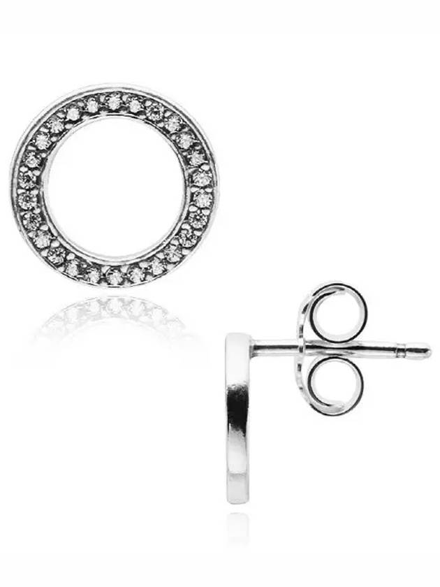 Sparkling Circle Stud Sterling Silver Earrings Silver - PANDORA - BALAAN.