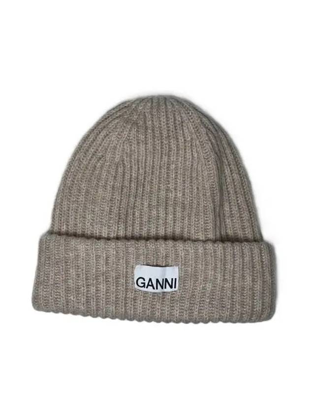 Logo Patch Knit Beanie Sand - GANNI - BALAAN 2