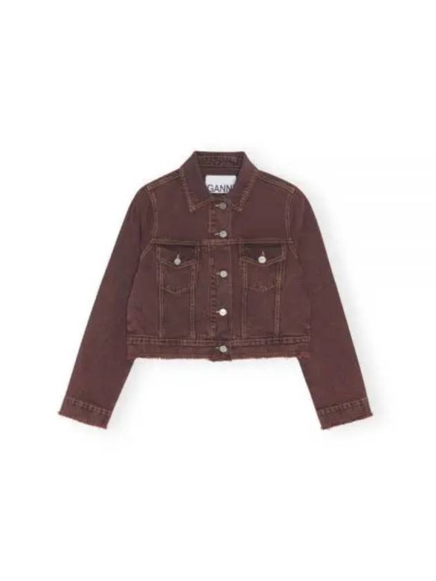 Overdyed Bleach Denim Jacket Bordeaux - GANNI - BALAAN 2