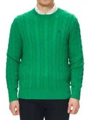 30 Points Cable Knit Cotton Sweater Green - POLO RALPH LAUREN - BALAAN 1