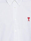 Heart Logo Stripe Button Cotton Long Sleeve Shirt White Antique Clay - AMI - BALAAN 3