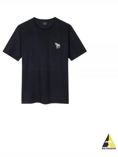 Zebra Print Cotton Short Sleeve T-Shirt Navy - PAUL SMITH - BALAAN 2