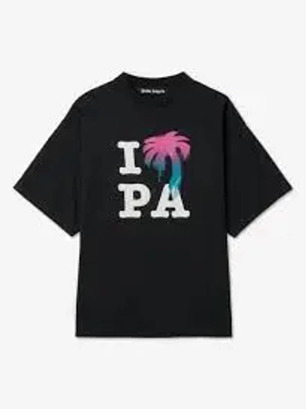 I Love Pa Classic Cotton Short Sleeve T-Shirt Black - PALM ANGELS - BALAAN 2