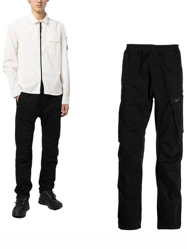 Logo Patch Tapered Straight Pants Black - CP COMPANY - BALAAN 3