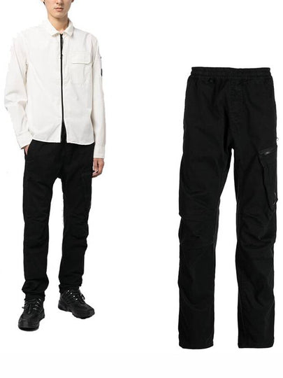 Logo Patch Tapered Straight Pants Black - CP COMPANY - BALAAN 2