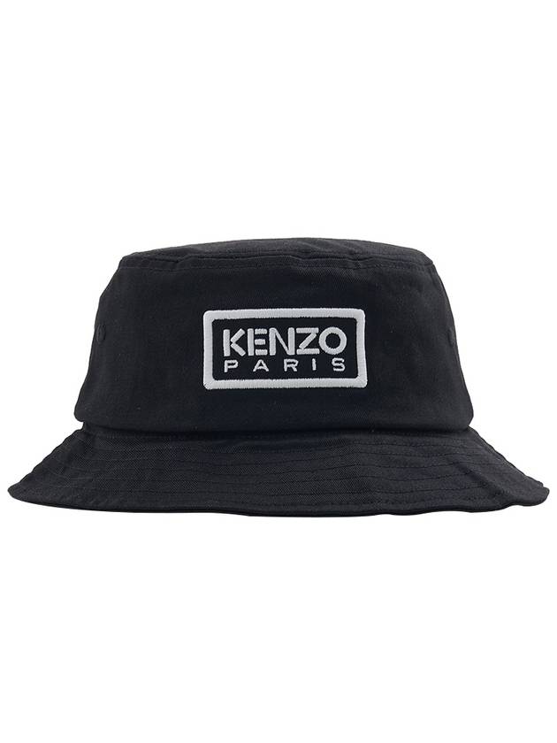 Logo Embroidered Cotton Bucket Hat Black - KENZO - BALAAN 3