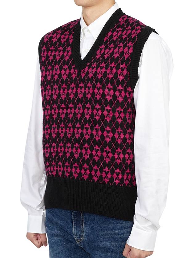 Men's Heart Logo Knit Vest Black Purple - AMI - BALAAN 3