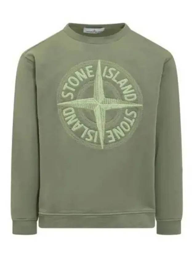 Garment Dyed Stitches Four Print Crewneck Sweatshirt Green - STONE ISLAND - BALAAN 2