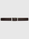 Rectangular Leather Buckle Belt Dark Brown - GUCCI - BALAAN 1