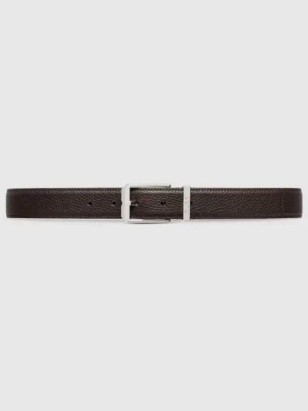 Rectangular Leather Buckle Belt Dark Brown - GUCCI - BALAAN 1