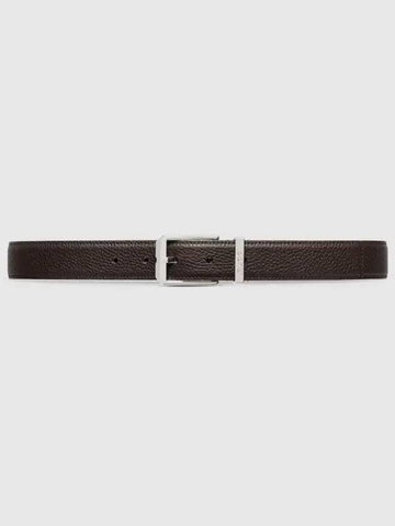 Rectangular Leather Buckle Belt Dark Brown - GUCCI - BALAAN 1