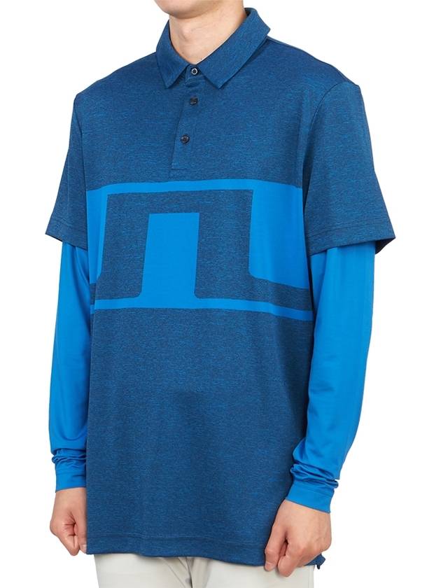 Men's Leon Regular Fit Long Sleeve Polo Shirt Blue - J.LINDEBERG - BALAAN 3