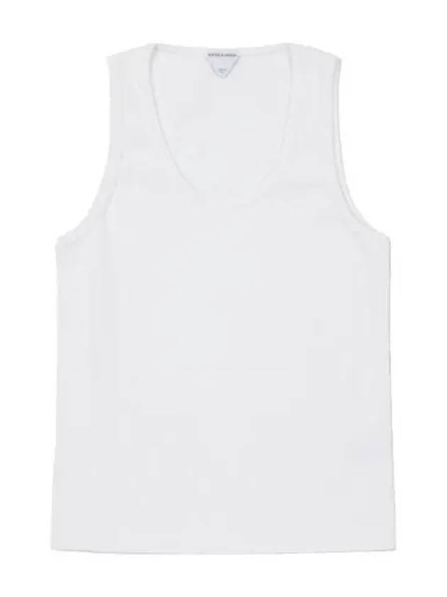 Dry Stretch Rib Cotton Tank Top Chalk Sleeveless - BOTTEGA VENETA - BALAAN 1