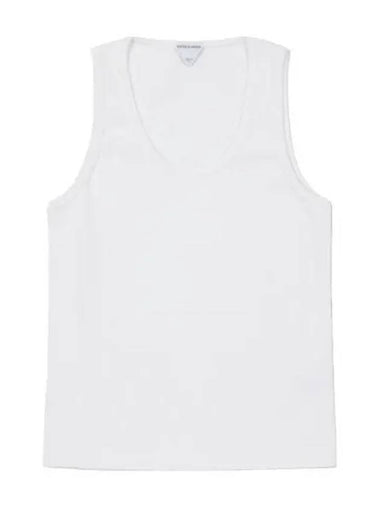 Chalk dry stretch ribbed cotton tank top - BOTTEGA VENETA - BALAAN 1