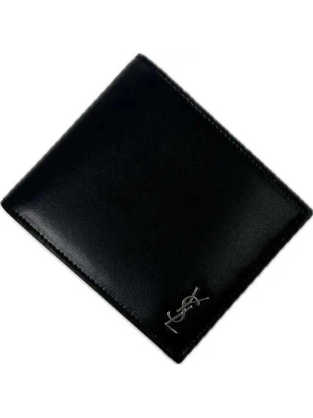 Tiny Cassandre East West Wallet in Matte Leather Black - SAINT LAURENT - BALAAN 5