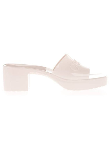 Women s Rubber Slide Sandals Heel White - GUCCI - BALAAN 1