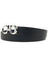 Gancini Buckle Reversible Leather Belt Black - SALVATORE FERRAGAMO - BALAAN 3