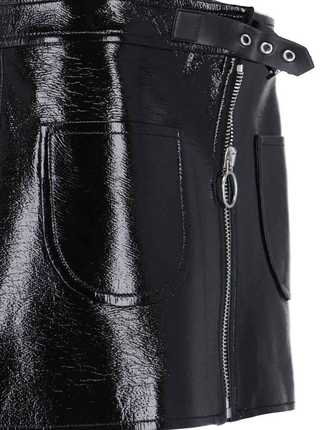 Buckle Zipper Vinyl Mini A Line Skirt Black - COURREGES - BALAAN 6