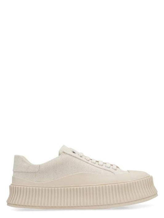 Lace-Up Cotton Low Top Sneakers Ivory - JIL SANDER - BALAAN 1